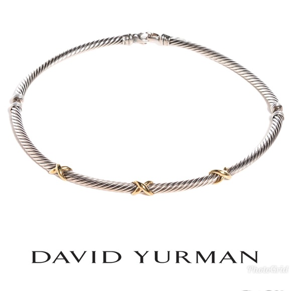 DAVID YURMAN STERLING SILVER AND 14K CABLE CHOCKER - Picture 1 of 6